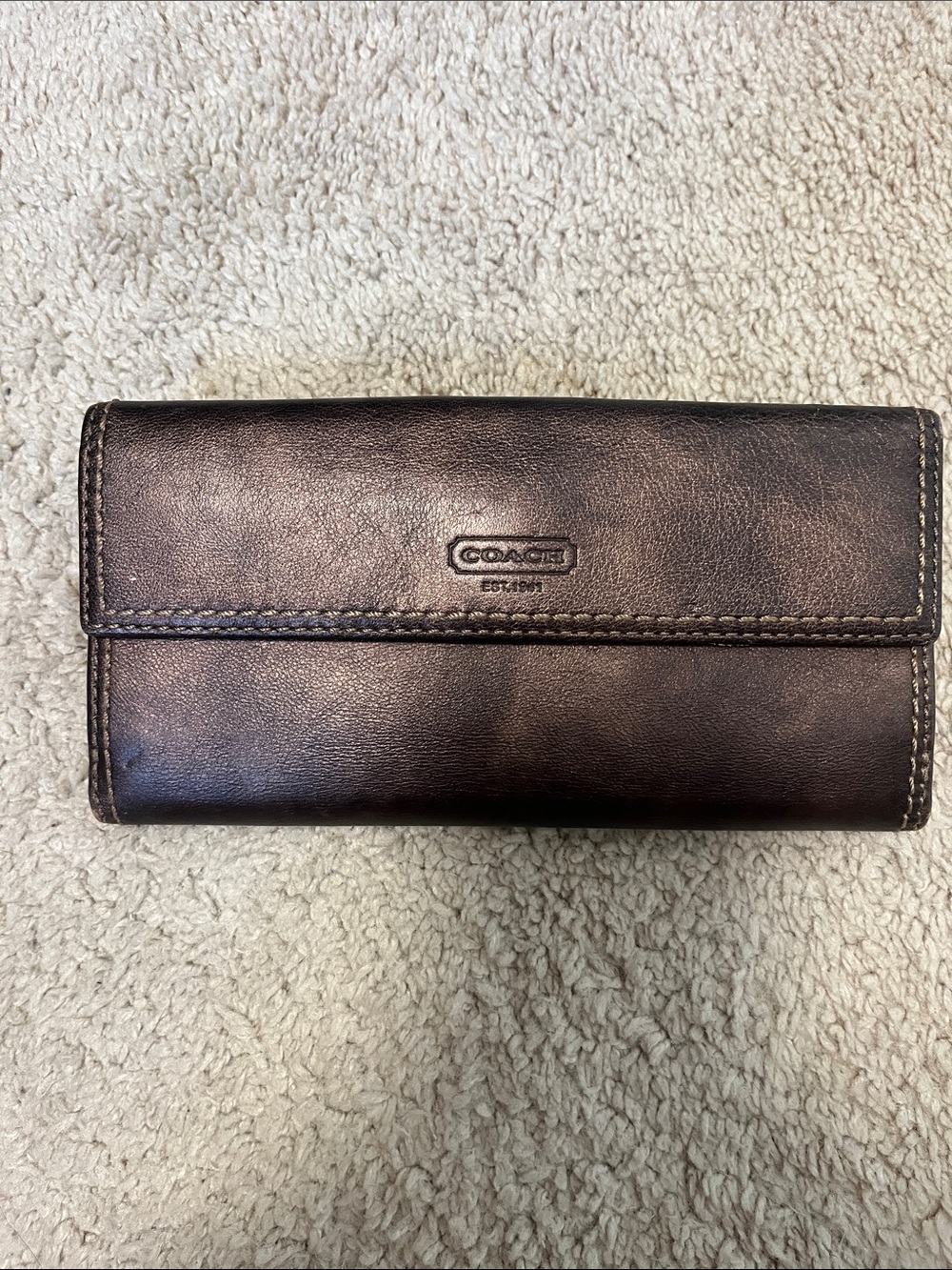 Coach Women's Leather Wallet in Dark Bronze